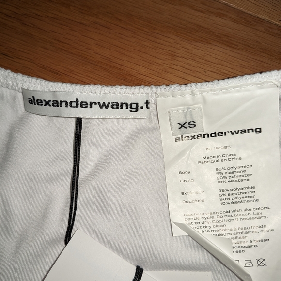 NWT ALEXANDER WANG HIGH CUT TEXTURED "WANG" BIKINI BOTTOM IN WHITE - Picture 7 of 7
